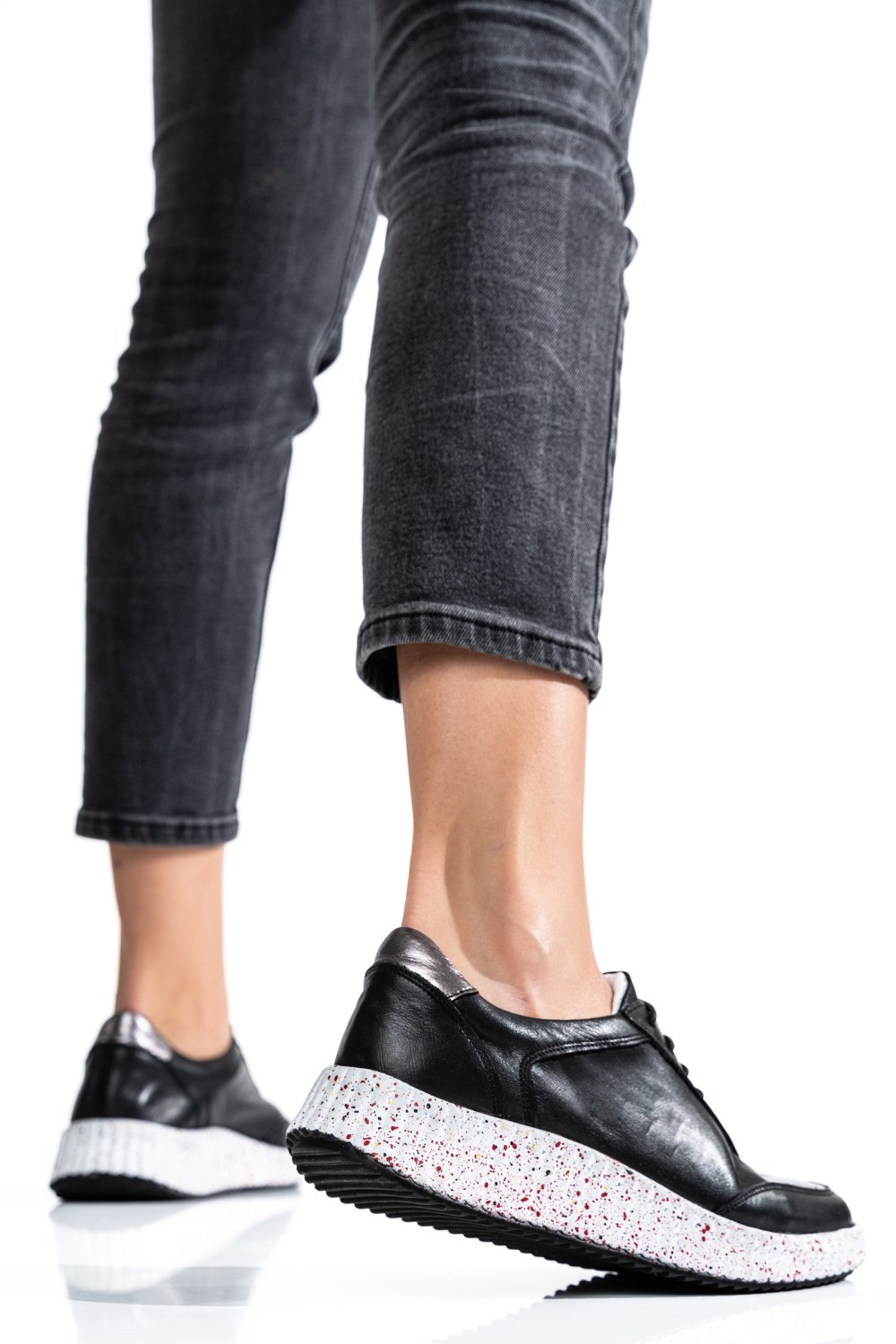 Fekete természetes bőr sport cipők 2s7h31688np