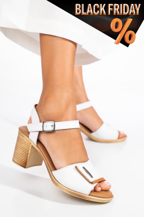 Fehér természetes bőr szandál 0s7h56