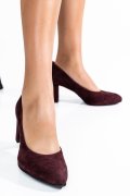 Bordó fordított bőr magassarkú cipők 3s7h015