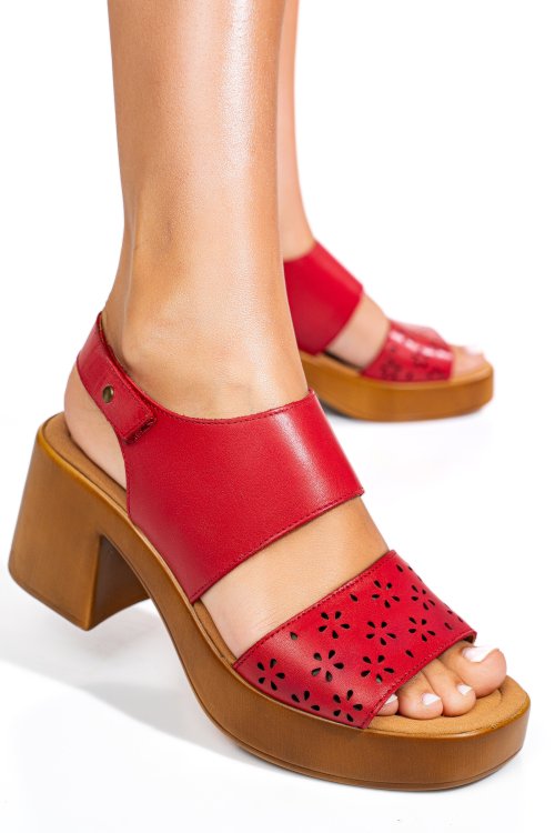 Piros természetes bőr szandál ps7h02c25