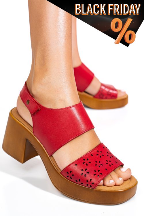 Piros természetes bőr szandál ps7h02c25