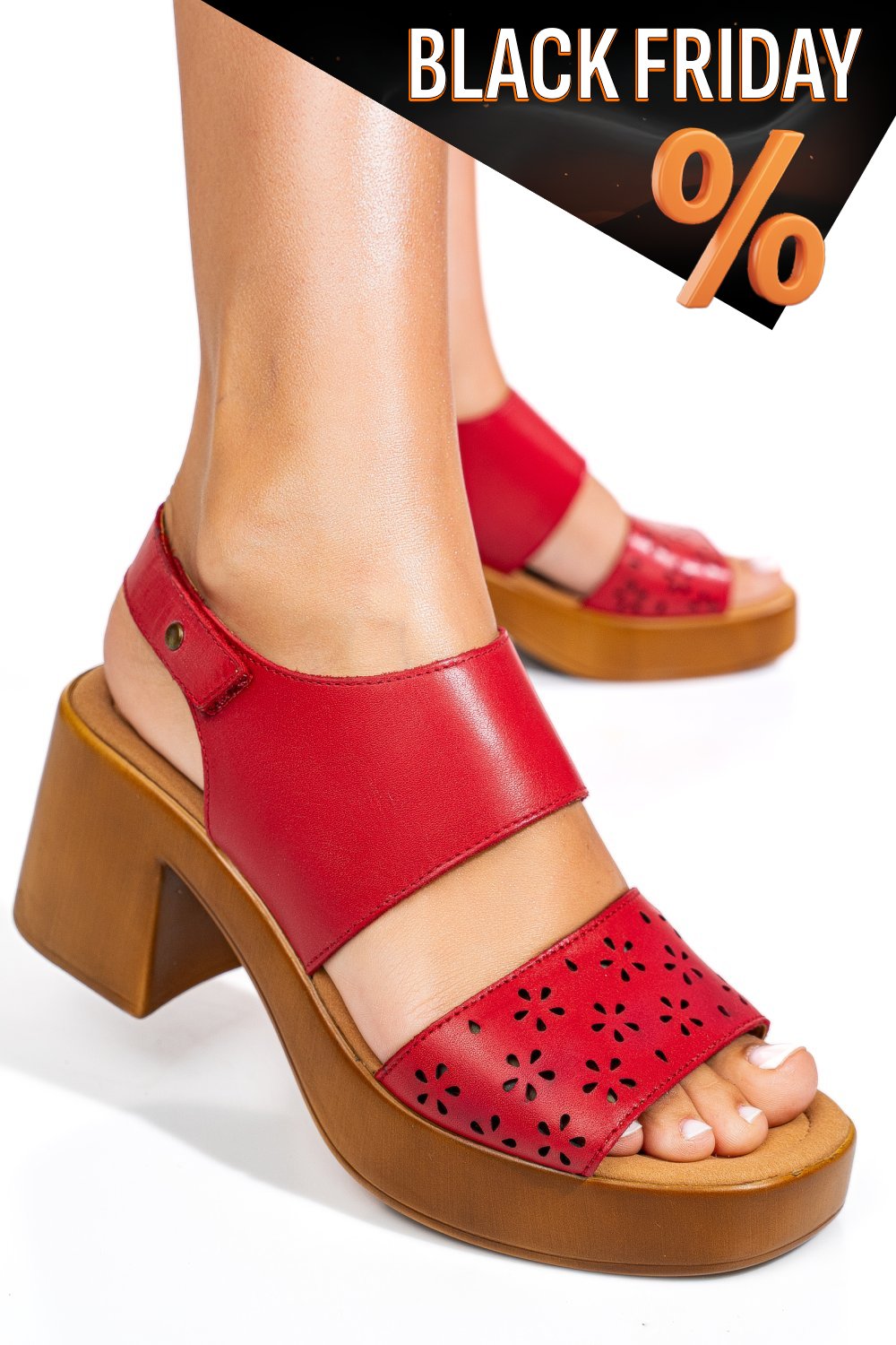 Piros természetes bőr szandál ps7h02c25