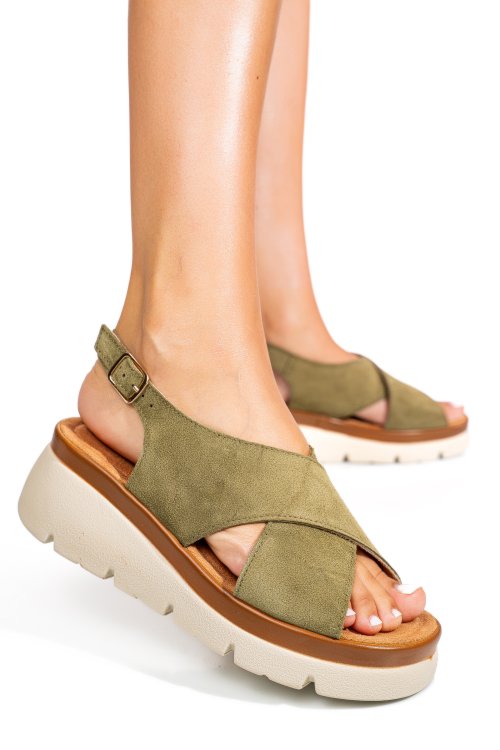 Khaki fordított bőr szandál 1s7h7986