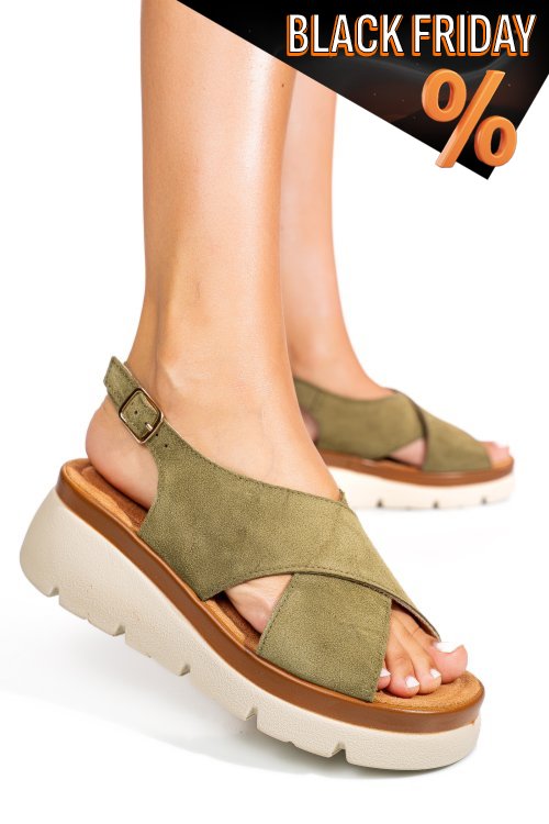 Khaki fordított bőr szandál 1s7h7986