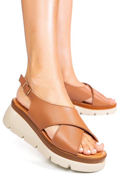 Barna természetes bőr szandál 1s7h7986