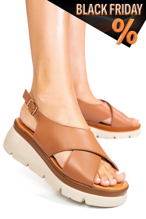 Barna természetes bőr szandál 1s7h7986