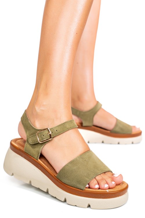 Khaki fordított bőr szandál 1s7h8360
