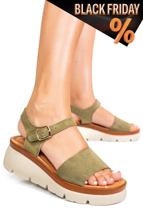 Khaki fordított bőr szandál 1s7h8360