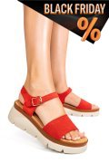 Piros fordított bőr szandál 1s7h8360