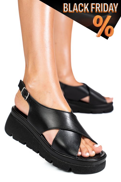 Fekete természetes bőr szandál 1s7h7986