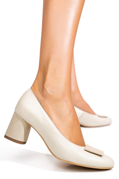 Bézs természetes bőr magassarkú cipők 5s7h544b