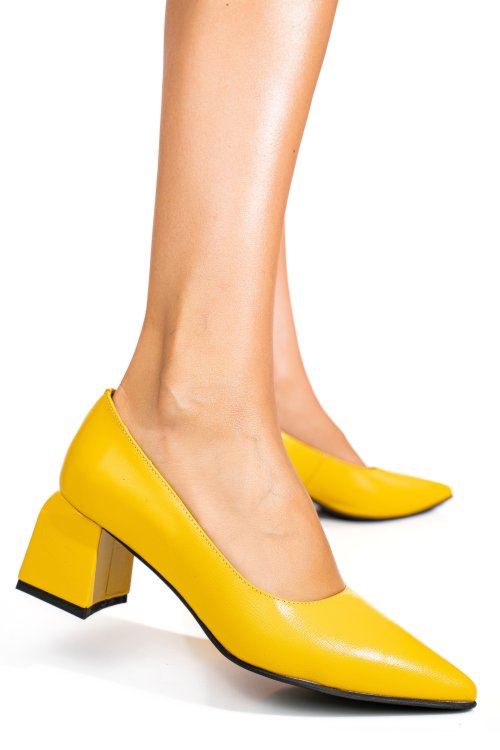 Sárga természetes bőr magassarkú cipők 5s7h460