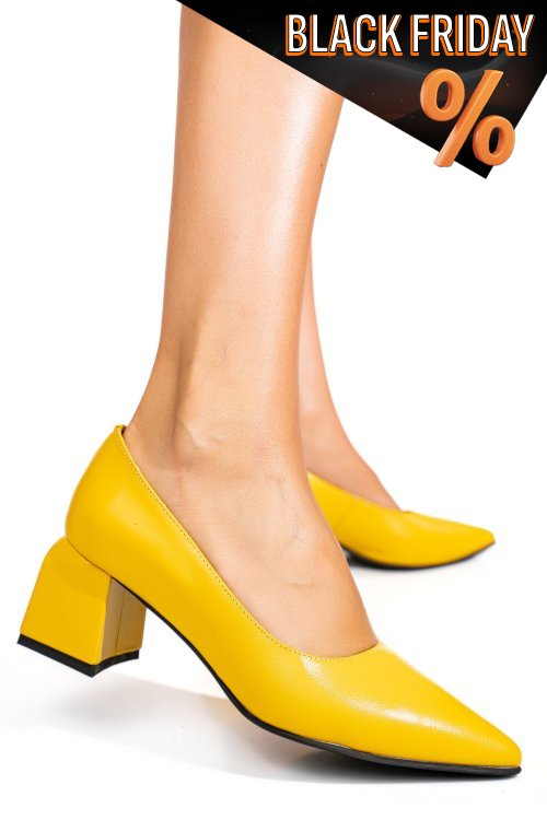 Sárga természetes bőr magassarkú cipők 5s7h460