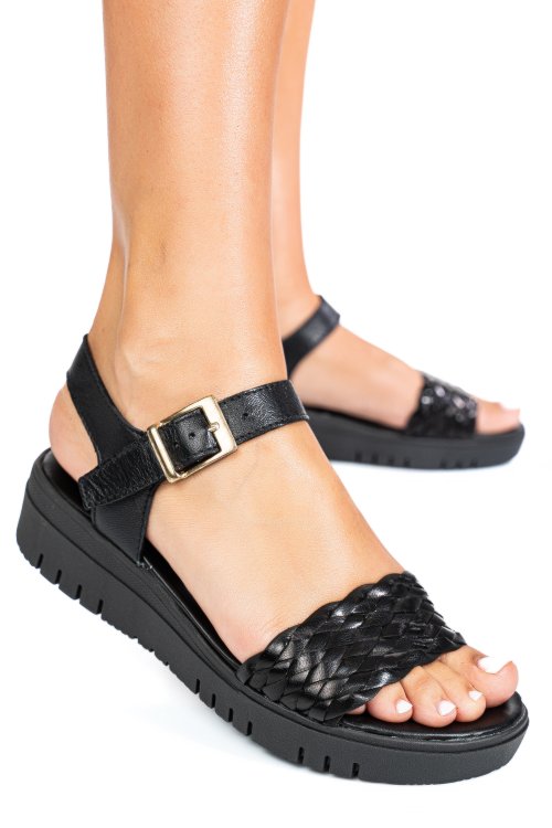 Fekete természetes bőr szandál 6s7h70500