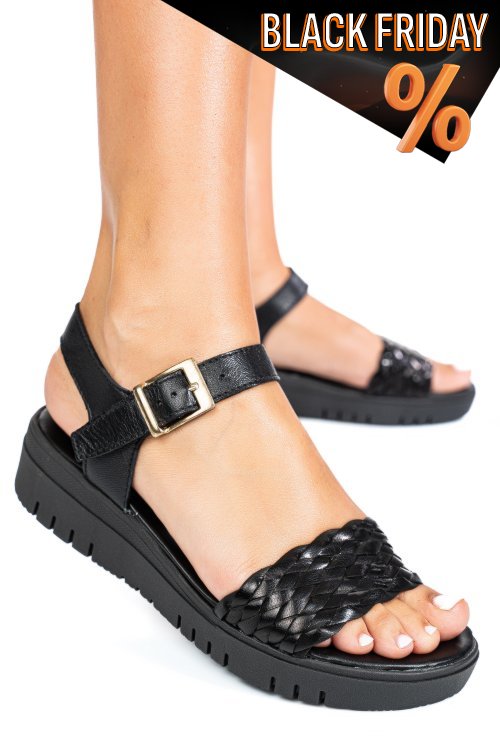 Fekete természetes bőr szandál 6s7h70500