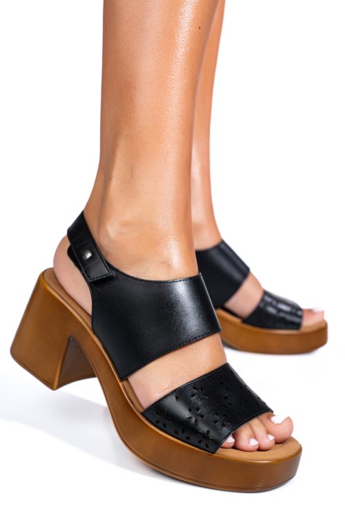 Fekete természetes bőr szandál ps7h02c10