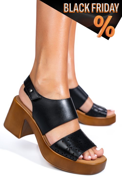 Fekete természetes bőr szandál ps7h02c10