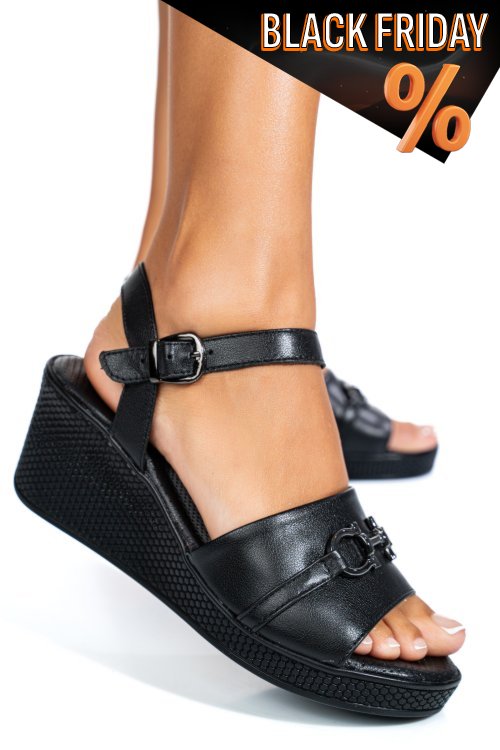 Fekete természetes bőr szandál 4s7h75