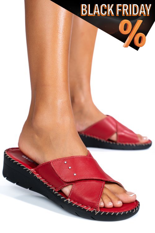 Piros természetes bőr szandál 2s7h135352