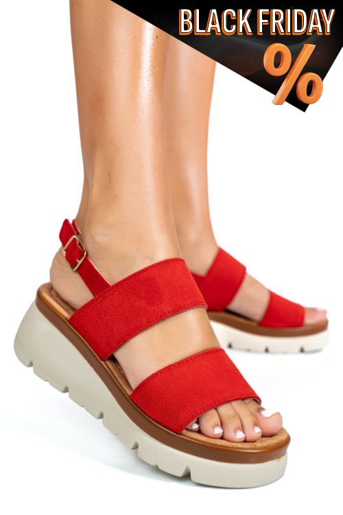 Piros fordított bőr szandál 1s7h8362