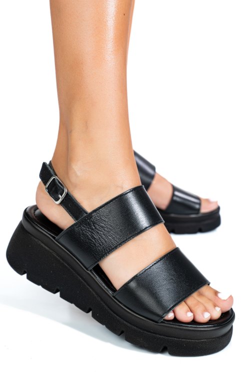 Fekete természetes bőr szandál 1s7h8362