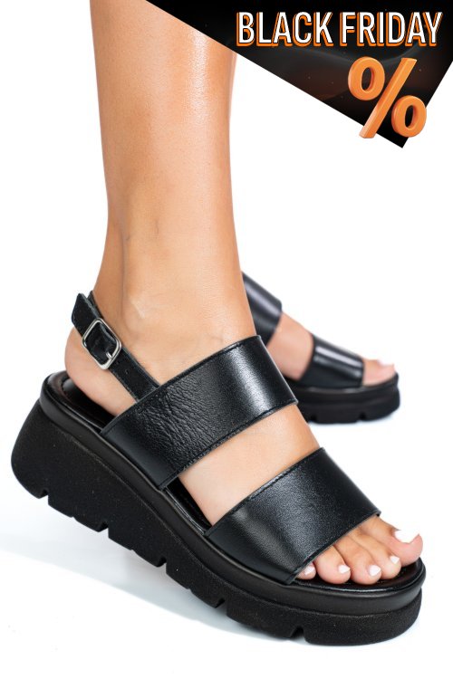 Fekete természetes bőr szandál 1s7h8362