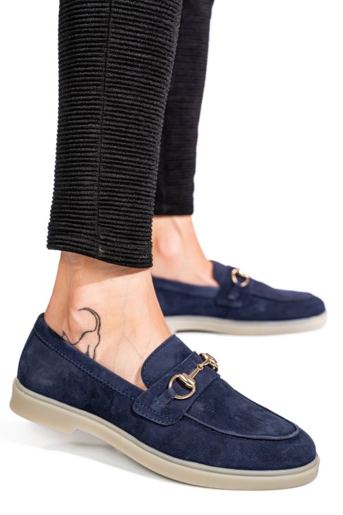 Kék fordított bőr női lapos cipők es7hm-8853