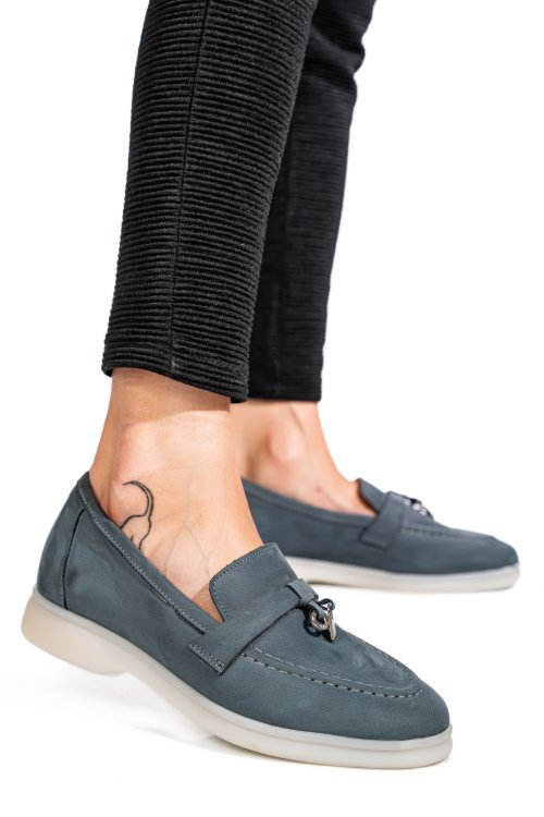 Kék fordított bőr női lapos cipők 4s7h55