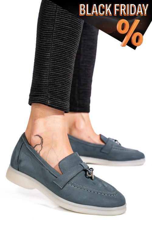 Kék fordított bőr női lapos cipők 4s7h55