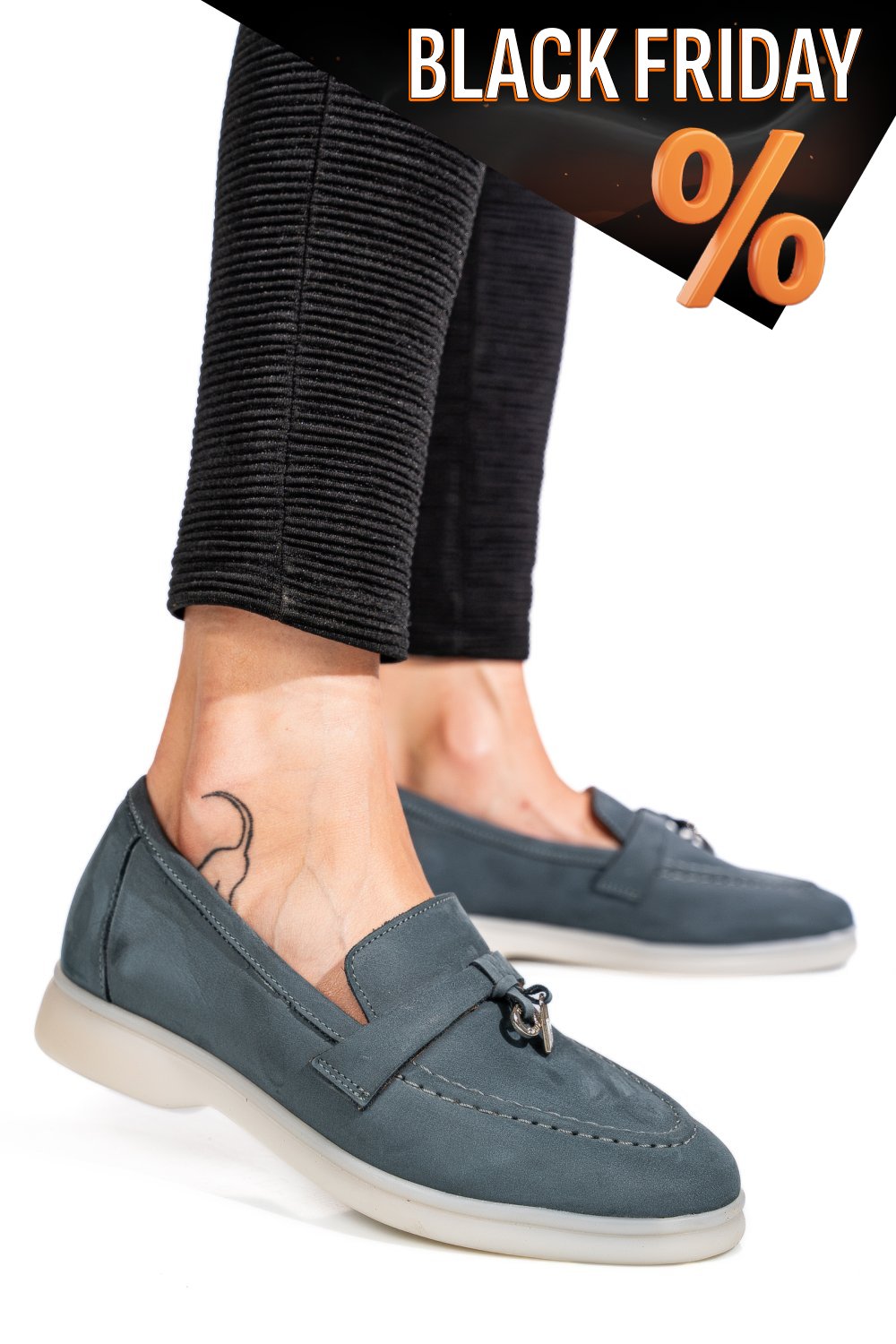 Kék fordított bőr női lapos cipők 4s7h55