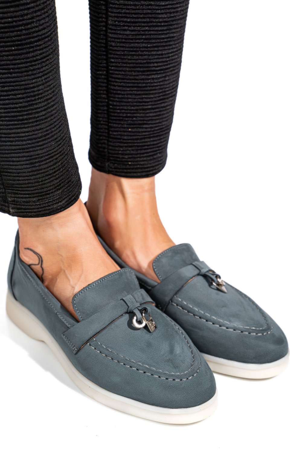 Kék fordított bőr női lapos cipők 4s7h55