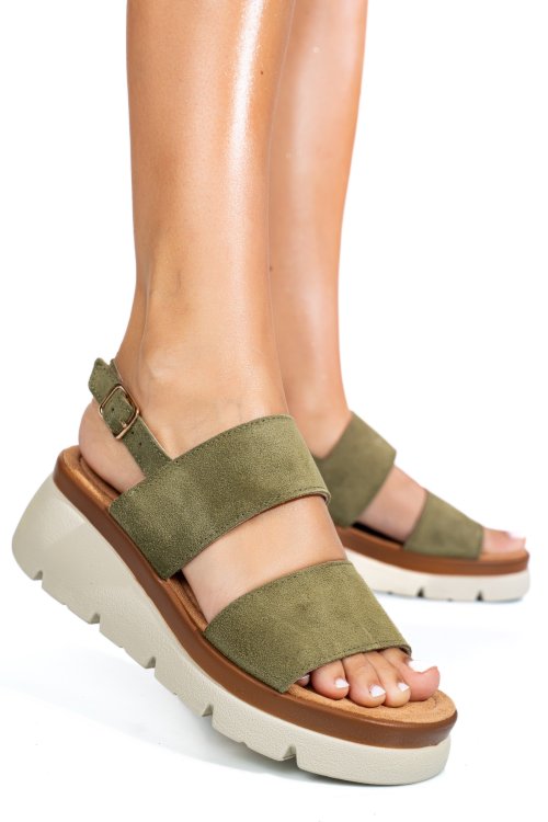 Khaki fordított bőr szandál 1s7h8632