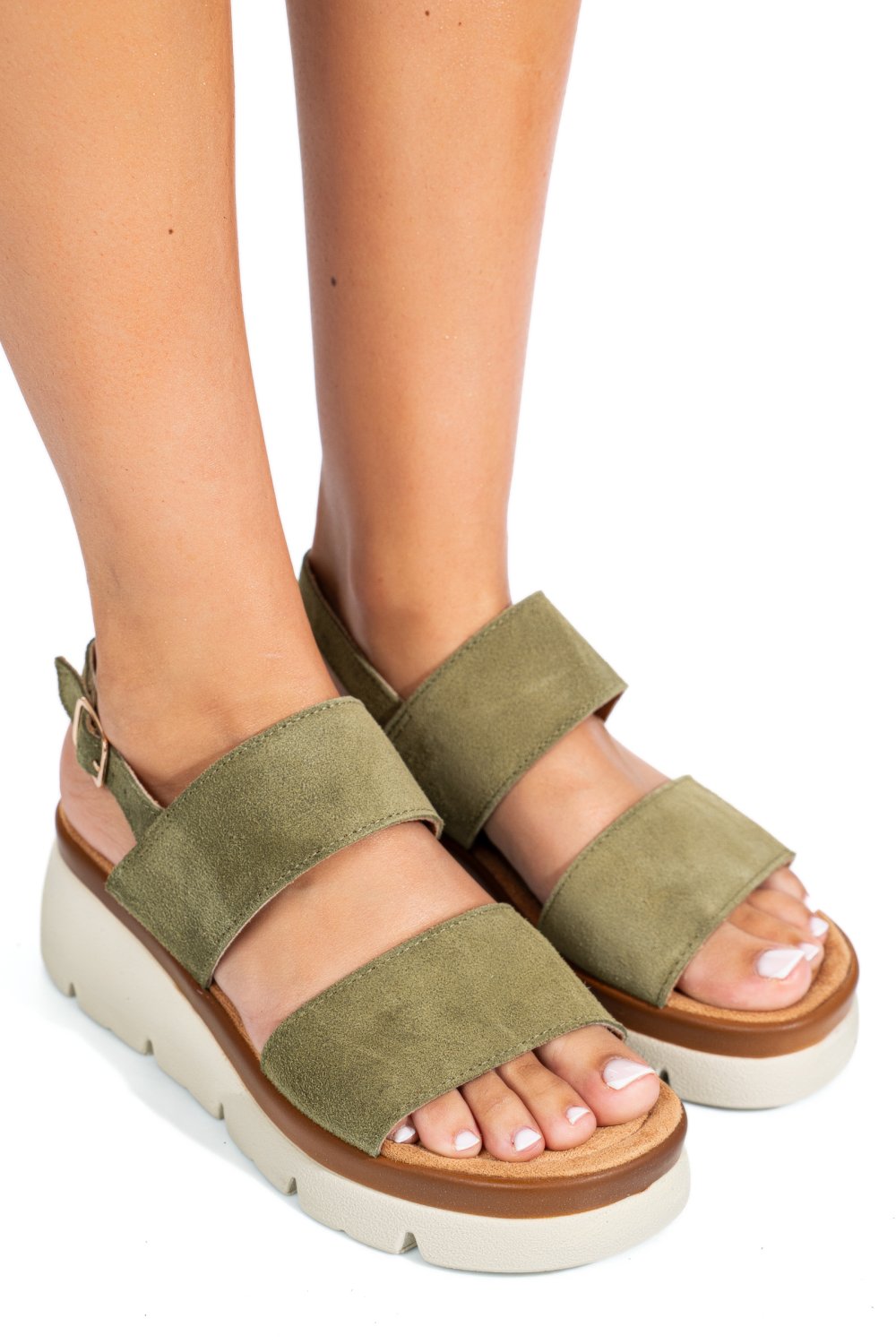 Khaki fordított bőr szandál 1s7h8632