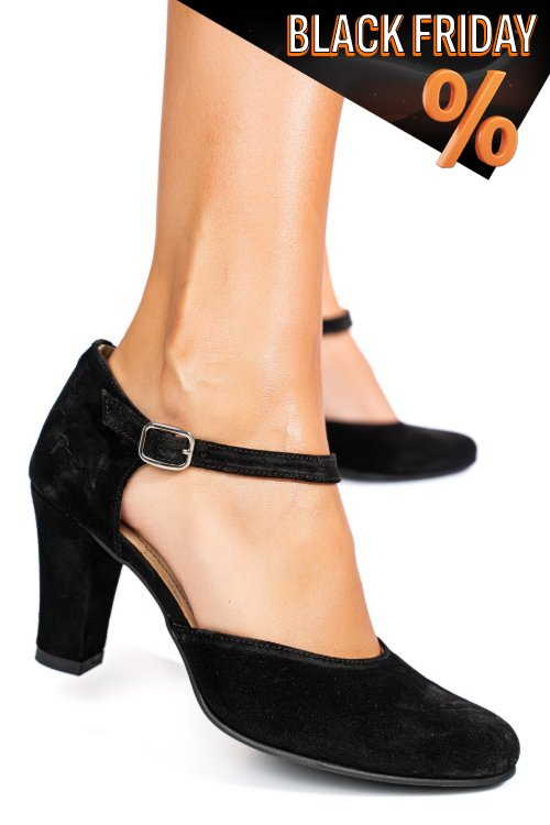 Fekete fordított bőr magassarkú cipők 5s7h507b