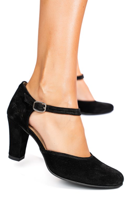 Fekete fordított bőr magassarkú cipők 5s7h507b