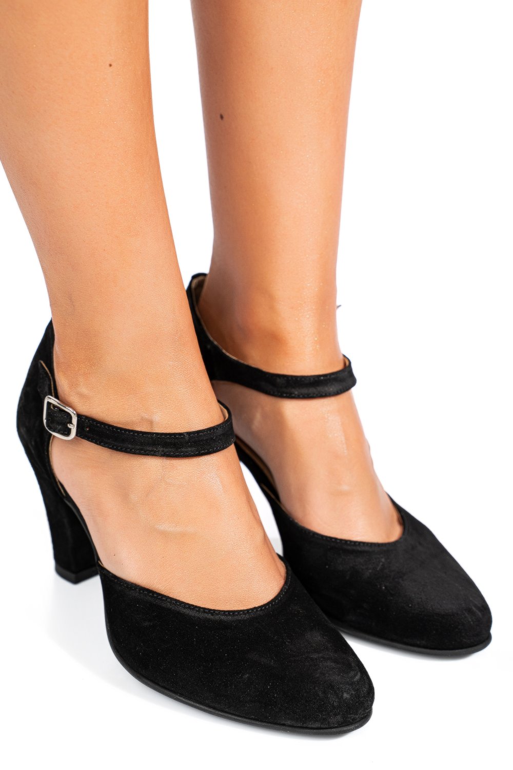 Fekete fordított bőr magassarkú cipők 5s7h507b