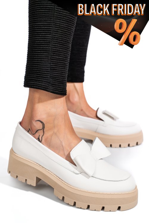 Fehér természetes bőr női lapos cipők 2s7h115