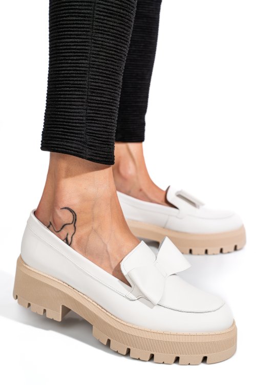 Fehér természetes bőr női lapos cipők 2s7h115