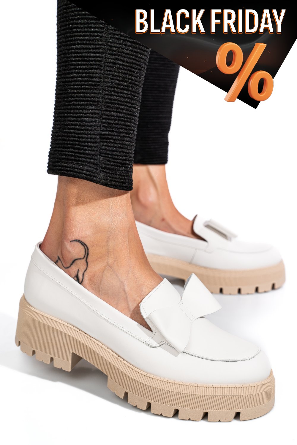 Fehér természetes bőr női lapos cipők 2s7h115