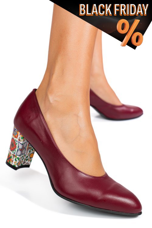 Bordó természetes bőr magassarkú cipők 1s7h700