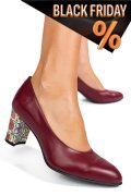 Bordó természetes bőr magassarkú cipők 1s7h700