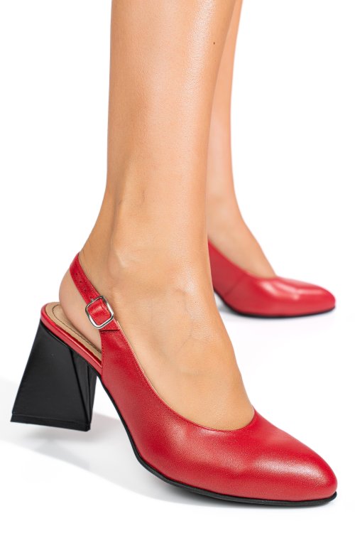 Piros természetes bőr magassarkú cipők 5s7h726