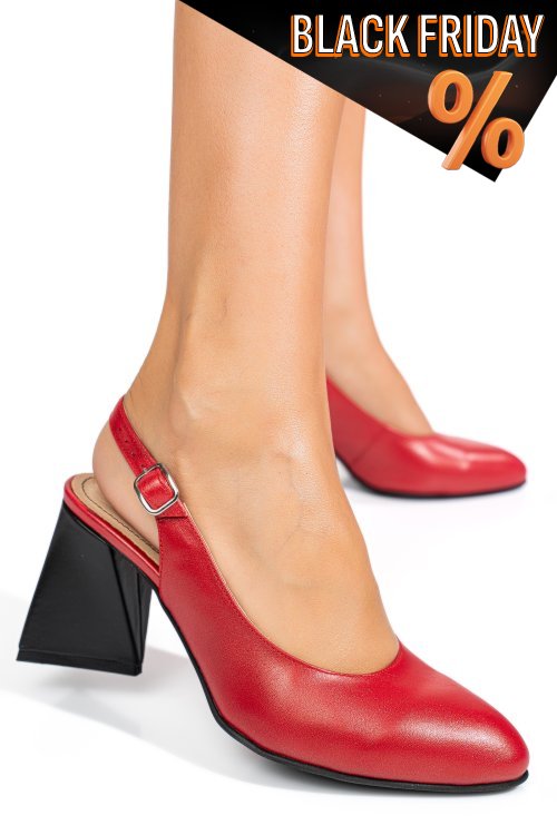 Piros természetes bőr magassarkú cipők 5s7h726