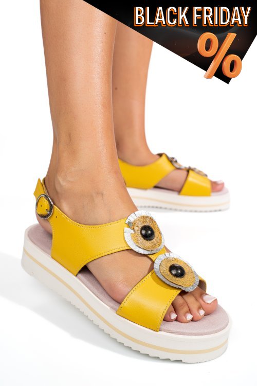 Sárga természetes bőr szandál 9s7hk70