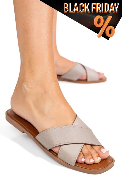 Szürke természetes bőr szandál ks7hzt-005