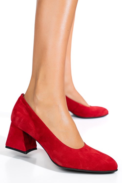 Piros fordított bőr magassarkú cipők 5s7h006