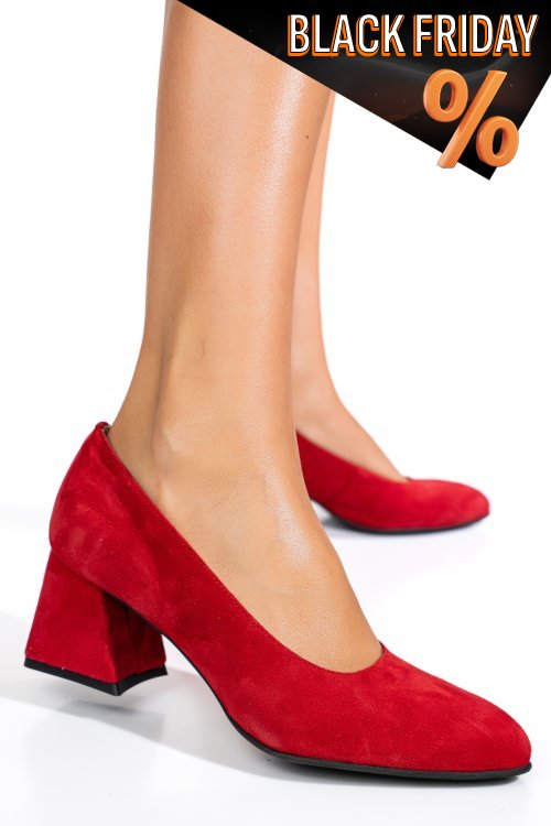Piros fordított bőr magassarkú cipők 5s7h006