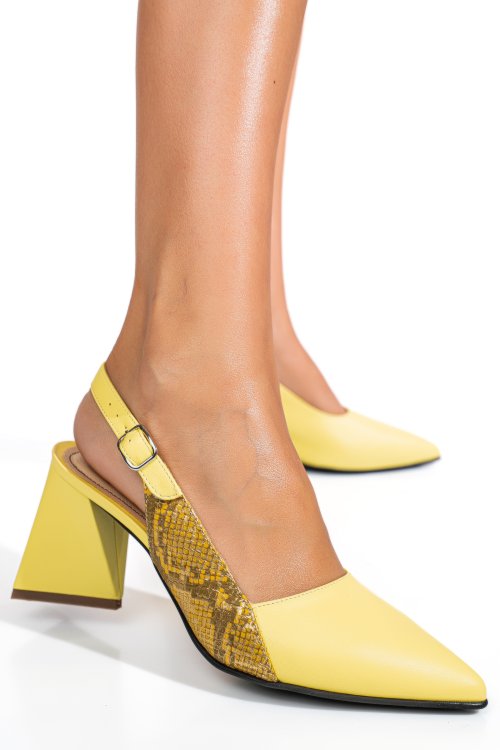 Sárga természetes bőr magassarkú cipők 5s7h072
