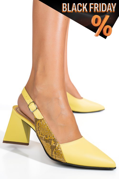 Sárga természetes bőr magassarkú cipők 5s7h072