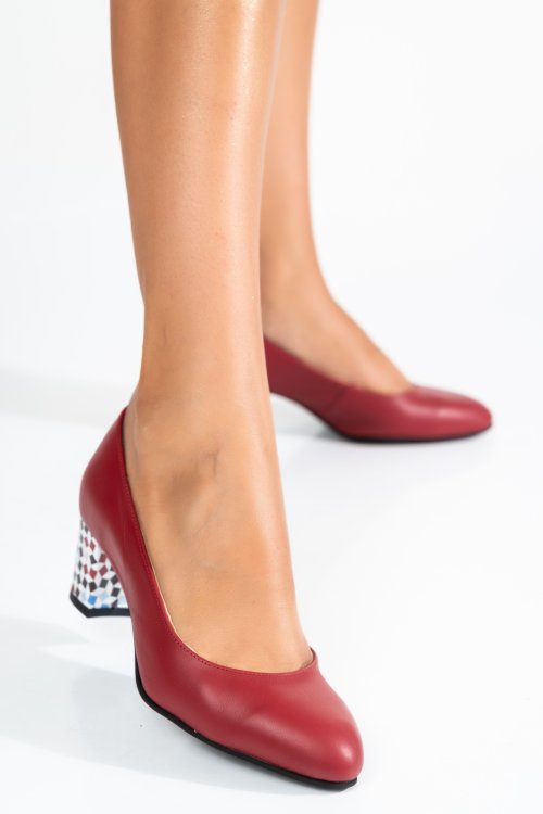 Bordó természetes bőr magassarkú cipők 1s7h400